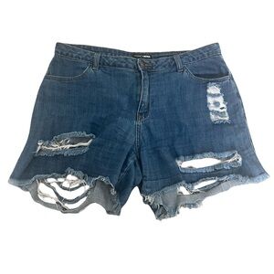 Fashion Nova Women's Blue Distressed Jean Shorts. Size: 15. Good Condition.